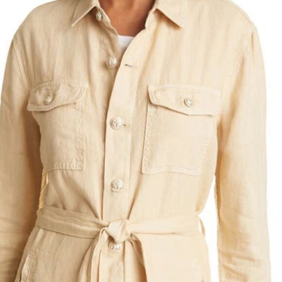 L’Agence Samantha Belted Linen Safari Jacket Coat in Sand Tan Sz L NWT $450 - Picture 5 of 9